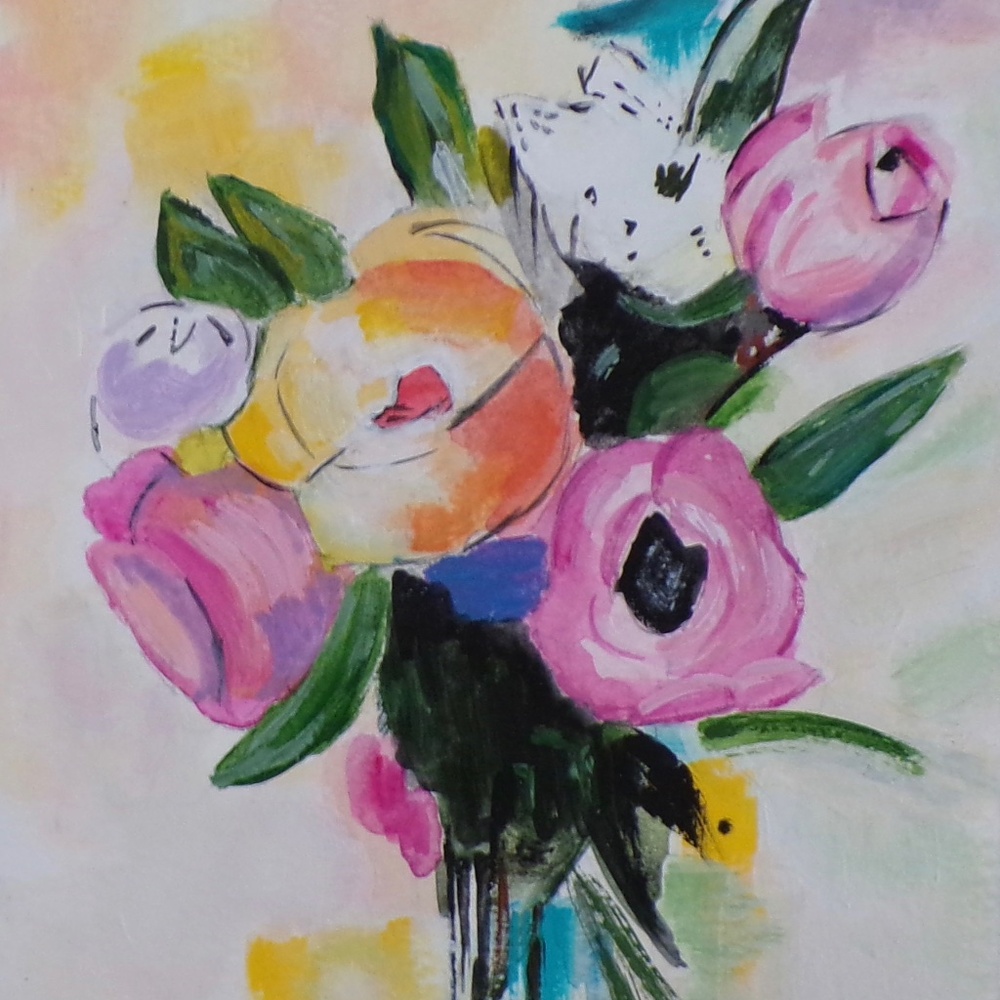 Floral Bloom Painting on Watercolor Paper Wall Art